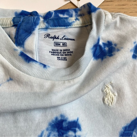 NWT Ralph Lauren Tie-Dye Dress with Bloomers, Blue, Ruffles, 100% Cotton, 18mon - Picture 3 of 9